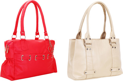 Lady bar Hand-held Bag(Red, Tan) 
Lady bar Hand-held Bag(Red, Tan)