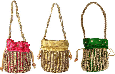 SUVASANA Jaipur Women Handmade Festive Multicolor Wedding Gift Potli Potli(Gold, Green, Silver)
SUVASANA Jaipur Women Handmade Festive Multicolor Wedding Gift Potli Potli(Gold, Green, Silver)