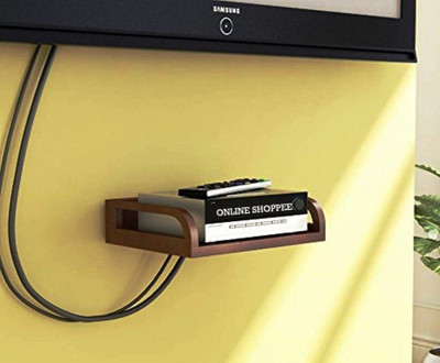 Onlineshoppee Set Top Box Holder cum Remote Organizer MDF Wall Shelf(Number of Shelves - 1, Brown)