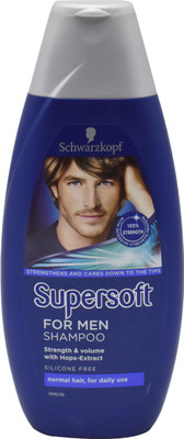 Schwarzkopf Supersoft Men Shampoo, Strength & Volume with Hops-Extract - 400ml(400 ml)
Schwarzkopf Supersoft Men Shampoo, Strength & Volume with Hops-Extract - 400ml(400 ml)
