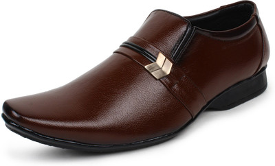 BUWCH Brown Formal Shoe For Men & Boys Slip On For Men(Brown