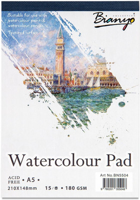 BIANYO Watercolour Paper Pad, 180 GSM, A5 Size, 15 Sheets Sketch Pad(White, 15 Sheets)
BIANYO Watercolour Paper Pad, 180 GSM, A5 Size, 15 Sheets Sketch Pad(White, 15 Sheets)