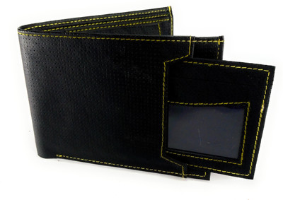DJ Men Black Genuine Leather Wallet(4 Card Slots)