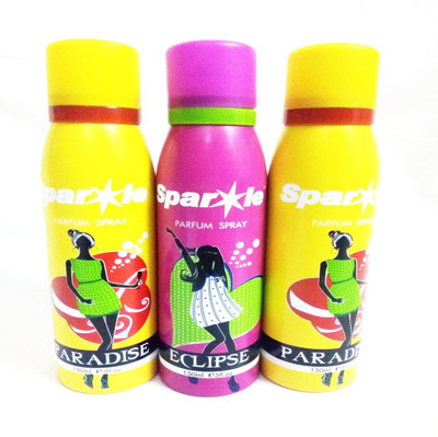 Sparkle PARADISE AND ECLIPSE Perfume Body Spray - For Women(450 ml, Pack of 3)
Sparkle PARADISE AND ECLIPSE Perfume Body Spray - For Women(450 ml, Pack of 3)