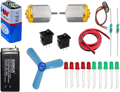 TechWiz 9v battery,4 v battery, DC toy motor, fan blade ,Led etc .Science kit for school projects Educational Electronic Hobby Kit
TechWiz 9v battery,4 v battery, DC toy motor, fan blade ,Led etc .Science kit for school projects Educational Electronic Hobby Kit