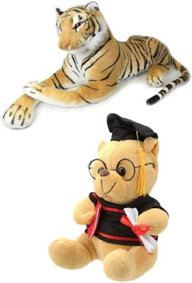 soniya Enterprises tiger-32cm and musical scholar teddy bear - 19 cm(Brown)
