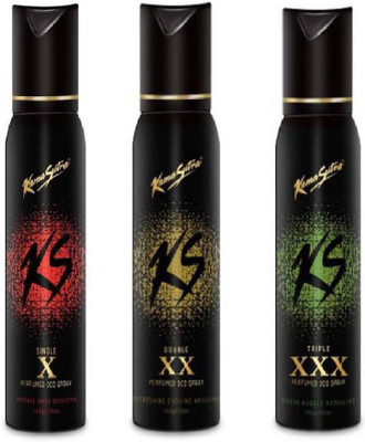 KS Single X, Double XX Tripal XXX Set of 3 Deodorant Spray - For Men(120 ml, Pack of 3)
KS Single X, Double XX Tripal XXX Set of 3 Deodorant Spray - For Men(120 ml, Pack of 3)