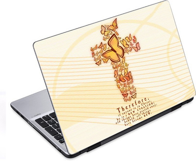 ezyPRNT Butterflies on crucifix (14 to 14.9 inch) Vinyl Laptop Decal 14