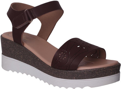 Flora Women Brown Wedges