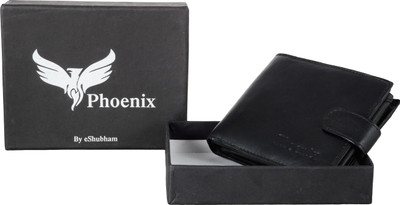 Phoenix Men Black Genuine Leather Wallet(9 Card Slots)