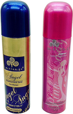 Melange Womens Deodorants (Angel and Pink Lady) 150 ml each Deodorant Spray - For Women(300 ml, Pack of 2)
Melange Womens Deodorants (Angel and Pink Lady) 150 ml each Deodorant Spray - For Women(300 ml, Pack of 2)