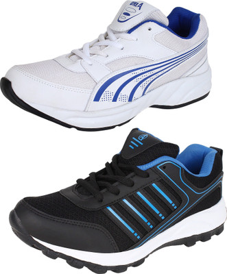Aero 02 Pair Combo Running Shoes For Men(Black, Blue, White, Blue