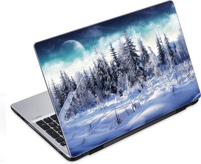 ezyPRNT Snow Forest With Full Moon (14 to 14.9 inch) Vinyl Laptop Decal 14