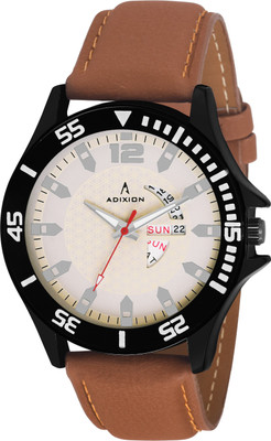 ADIXION 9563SLB2 New day & date Leather Strep Stainless Steel Youth Watch Watch - For Boys & Girls