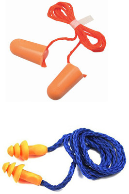 Vezual 3M 1110 (Pack of 2) Disposable Earplug with 3M 1270 (Pack of 2) Reusable, Corded Ear Plug & Nose Clip(Orange)
