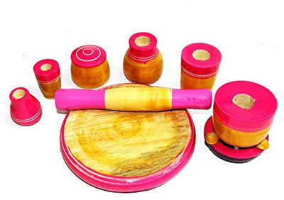 Kalaplanet Kalaaplanet Eco-friendly Pink Wooden Toy Kitchen Set(Multicolor)