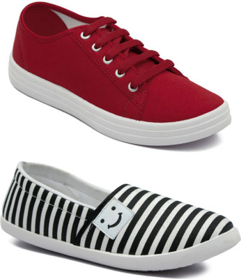 Asian women's casual shoes combo pack of 2 Canvas Shoes For Women(Black, Red, White, Multicolor
Asian women's casual shoes combo pack of 2 Canvas Shoes For Women(Black, Red, White, Multicolor
