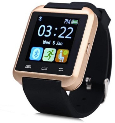 ShopAis Bluetooth U8 Smart Watch Wrist Watch Phone With Camera For Android Smartphones & iPhone Gold, Black Smartwatch(Black Strap Regular)