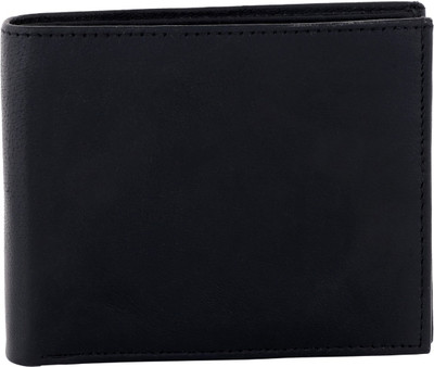 Husamsons Men Black Genuine Leather Wallet(8 Card Slots)