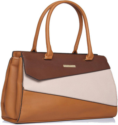Addons Psuedo flap Satchel Shoulder Bag(Brown, 5 L)