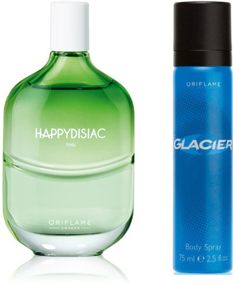 Oriflame Sweden Happydisiac Man Eau de Toilette 75ml (32159) With Glacier Body Spray 75ml(Set of 2)