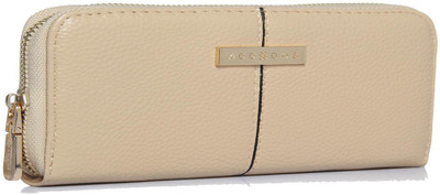 Addons Women Beige Artificial Leather Wallet(8 Card Slots)