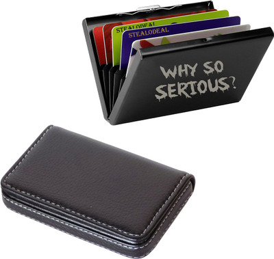 Stealodeal Black Why So Serious With High Quality Black Leather 6 Card Holder(Set of 2, Black)