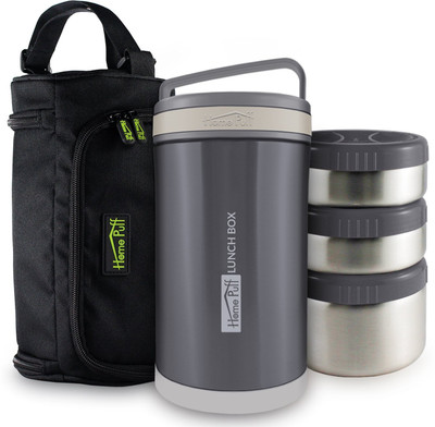 Home Puff Double Wall Vacuum Insulated - Stainless Steel Lunch Box with 3 Leak Proof Food Containers with Easy Carrying Bag 3 Containers Lunch Box(1700 ml), Grey
Home Puff Double Wall Vacuum Insulated - Stainless Steel Lunch Box with 3 Leak Proof Food Containers with Easy Carrying Bag 3 Containers Lunch Box(1700 ml), Grey