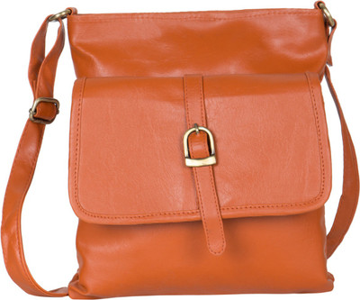 Hidemate Girls Formal Orange Rexine Sling Bag
