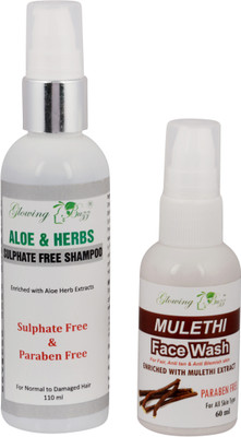 Glowing Buzz Combo of Aloe & Herbs Sulphate Free Shampoo and Mulethi Face Wash(Set of 1)
Glowing Buzz Combo of Aloe & Herbs Sulphate Free Shampoo and Mulethi Face Wash(Set of 1)