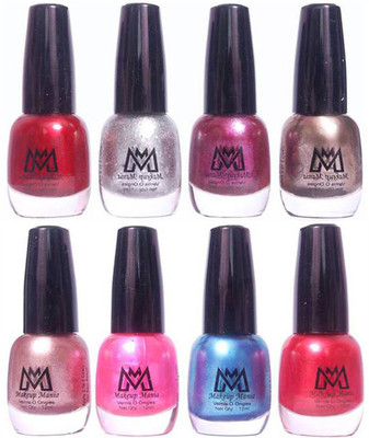 Makeup Mania Premium Nail Polish - Combo of 8 Trendy Nail Paint Set- (MM# 25-28) Shiny Maroon, Silver Glitter, Shiny Purple, Grey Silver, Pearl Silver, Shining Baby Pink Blue Red(Pack of 8)
Makeup Mania Premium Nail Polish - Combo of 8 Trendy Nail Paint Set- (MM# 25-28) Shiny Maroon, Silver Glitter, Shiny Purple, Grey Silver, Pearl Silver, Shining Baby Pink Blue Red(Pack of 8)
