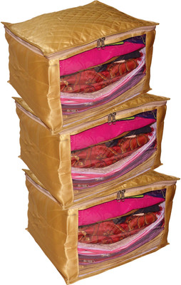 Funkroo High Quality Pack of 3 Satin 9inch Designer Large Saree Cover Gift Organizer bag vanity pouch Keep saree/Suit/Travelling Pouch(Golden) 
Funkroo High Quality Pack of 3 Satin 9inch Designer Large Saree Cover Gift Organizer bag vanity pouch Keep saree/Suit/Travelling Pouch(Golden)
