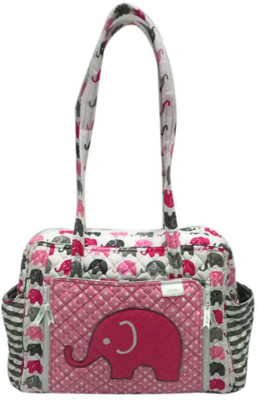 Bacati Elephants Pink Grey Baby Diaper Bag(Multicolor)