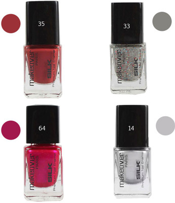 Makeover Professional Nail Paint Combo (Red-Brown-35 , Sparking-Silver-33 , Velvet-Wine-64 , Hot-Silk-Silver-14) Multi(Pack of 4)
Makeover Professional Nail Paint Combo (Red-Brown-35 , Sparking-Silver-33 , Velvet-Wine-64 , Hot-Silk-Silver-14) Multi(Pack of 4)