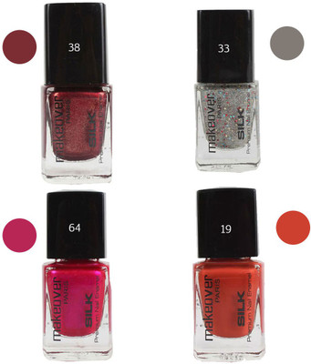 Makeover Professional Nail Paint Combo (Sparking-Wine-Red-38 , Sparking-Silver-33 , Velvet-Wine-64 , Spicy-Magneta-19) Multi(Pack of 4)
Makeover Professional Nail Paint Combo (Sparking-Wine-Red-38 , Sparking-Silver-33 , Velvet-Wine-64 , Spicy-Magneta-19) Multi(Pack of 4)