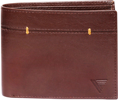 Vermello Men Brown Genuine Leather Wallet(3 Card Slots)