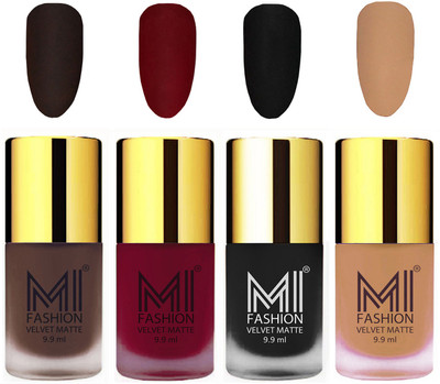 MI Fashion Premium Quality Dull Velvet Matte Nail Polish Duo Pont Flat Brush Exclusive Combo Coffee,Mauve,Black,Nude(Pack of 4)
MI Fashion Premium Quality Dull Velvet Matte Nail Polish Duo Pont Flat Brush Exclusive Combo Coffee,Mauve,Black,Nude(Pack of 4)