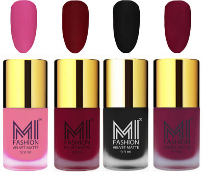 MI Fashion Premium Quality Dull Velvet Matte Nail Polish Duo Pont Flat Brush Exclusive Combo Baby Pink,Mauve,Black,Magenta(Pack of 4)
MI Fashion Premium Quality Dull Velvet Matte Nail Polish Duo Pont Flat Brush Exclusive Combo Baby Pink,Mauve,Black,Magenta(Pack of 4)