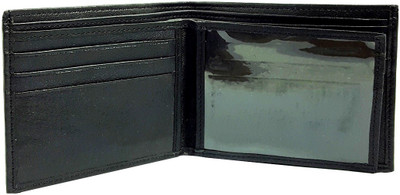 AZOON WORLD Men Black Genuine Leather Wallet(8 Card Slots)