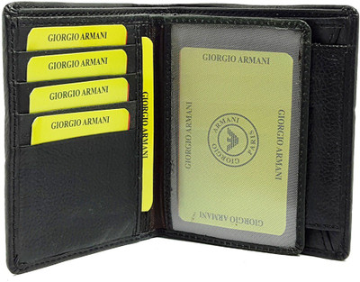 AZOON WORLD Men Black Genuine Leather Wallet(7 Card Slots)