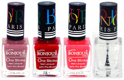 Bonjour Paris Ultra-long-wear formula High Shine Nail Polish 113 Mauve, Red, Pink, Top coat(Pack of 4)
Bonjour Paris Ultra-long-wear formula High Shine Nail Polish 113 Mauve, Red, Pink, Top coat(Pack of 4)