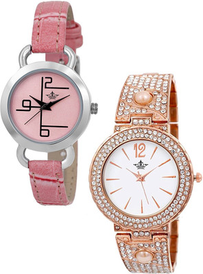 Swisso SWS-367-PK-GD Pear Studded Elegant Analogue Watch - For Women