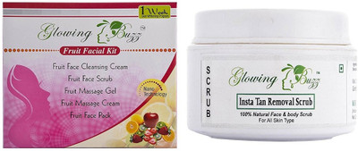 Glowing Buzz Combo of Fruit Facial Kit (100 grams) And Insta Tan Removal Scrub (40 grams)(Set of 2)
Glowing Buzz Combo of Fruit Facial Kit (100 grams) And Insta Tan Removal Scrub (40 grams)(Set of 2)