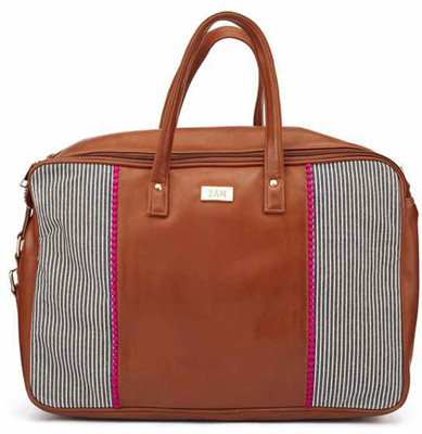 2AM Women's Leather Duffle Bag (Brown-Blue) Travel Duffel Bag(Brown)