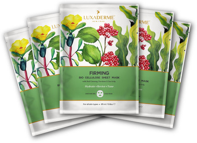 LuxaDerme LuxaDerme Firming Bio Cellulose Face Sheet Mask (Pack Of 5) Infused With Essence Containing Peptides, Ceramide, Botanical Extracts & Antioxidants To Help Reduce Appearance Of Fines Lines & Wrinkles(125 ml)
LuxaDerme LuxaDerme Firming Bio Cellulose Face Sheet Mask (Pack Of 5) Infused With Essence Containing Peptides, Ceramide, Botanical Extracts & Antioxidants To Help Reduce Appearance Of Fines Lines & Wrinkles(125 ml)