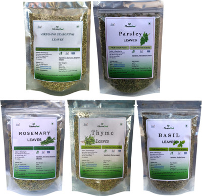Neutraved Combo Pack of Thyme Leaves 50gm, Basil leaves 35gm, Parsley leaves 30gm, Oregano 50gm & Rosemary Leaves 50 gm(215 g)
Neutraved Combo Pack of Thyme Leaves 50gm, Basil leaves 35gm, Parsley leaves 30gm, Oregano 50gm & Rosemary Leaves 50 gm(215 g)