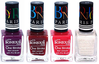 Bonjour Paris Ultra-long-wear formula High Shine Nail Polish 37 Plum, Dark Red, Pink, White(Pack of 4)
Bonjour Paris Ultra-long-wear formula High Shine Nail Polish 37 Plum, Dark Red, Pink, White(Pack of 4)