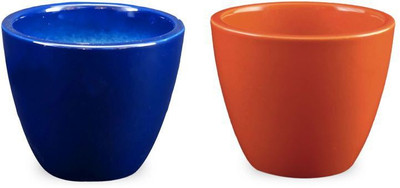 YELLOWTABLE Combo of Cobalt Blue and Cheerful Orange Mini Ceramic Flower Pot (Height 3 inch); Pot for Living Room / Table Top / Indoor Plants / Artificial Flowers / Garden D�cor Plant Container Set (Pack of 2, Ceramic) Plant Container Set(Pack of 2, Ceram
YELLOWTABLE Combo of Cobalt Blue and Cheerful Orange Mini Ceramic Flower Pot (Height 3 inch); Pot for Living Room / Table Top / Indoor Plants / Artificial Flowers / Garden D�cor Plant Container Set (Pack of 2, Ceramic) Plant Container Set(Pack of 2, Ceram