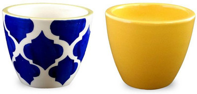 YELLOWTABLE Combo of Umrao Blue and Sunshine Yellow Mini Ceramic Flower Pot, (Height 3 inch); Pot for Living Room / Table Top / Indoor Plants / Artificial Flowers / Garden D�cor Plant Container Set (Pack of 2, Ceramic) Plant Container Set(Pack of 2, Ceram
YELLOWTABLE Combo of Umrao Blue and Sunshine Yellow Mini Ceramic Flower Pot, (Height 3 inch); Pot for Living Room / Table Top / Indoor Plants / Artificial Flowers / Garden D�cor Plant Container Set (Pack of 2, Ceramic) Plant Container Set(Pack of 2, Ceram