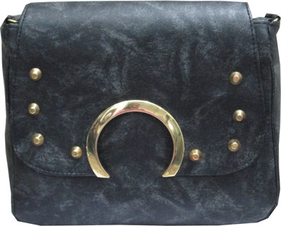 Sunny Fashion Women Casual Black PU Sling Bag